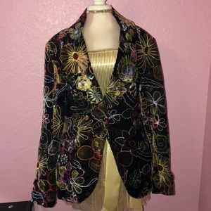 VINTAGE EMBROIDERED VELVET BLAZER